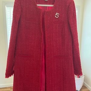 Chenille style long jacket beautiful reach red Vertigo Paris